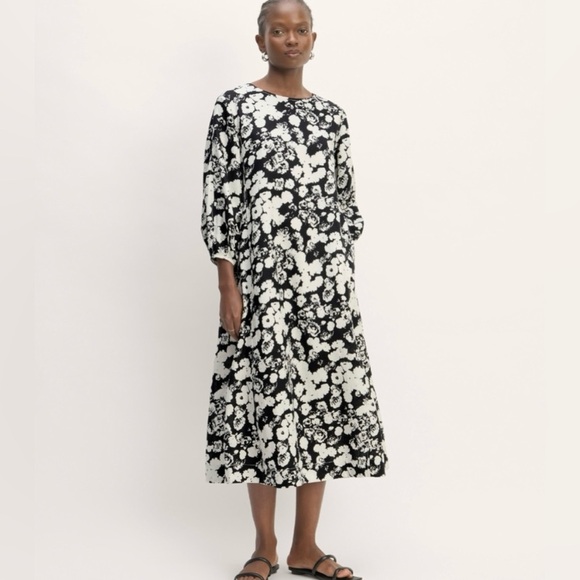 Everlane Dresses & Skirts - NEW Everlane The Linen A-Line Midi Dress in Bone and Black Size 8 US